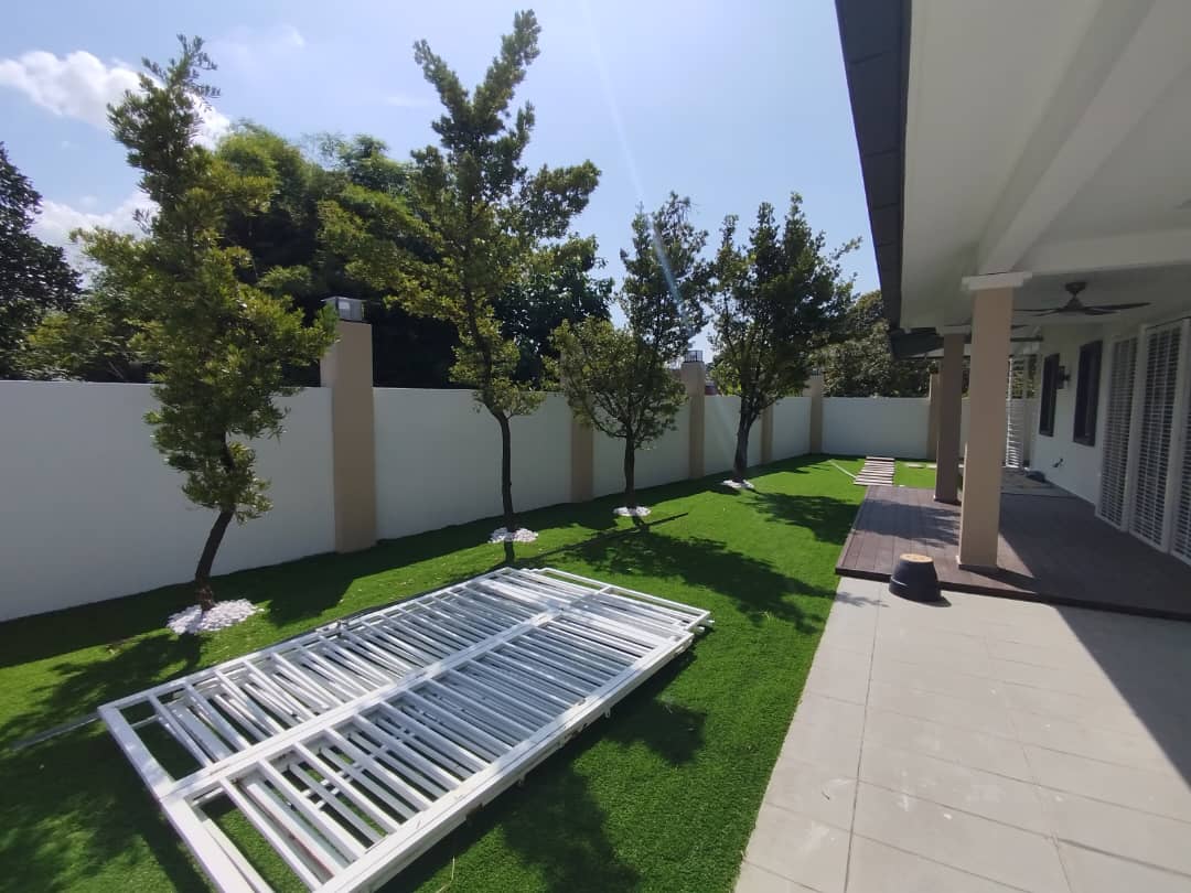 Elegance Embossed Dark Walnut Fencing Cladding Installation at Tadika Epal, Kajang Impian