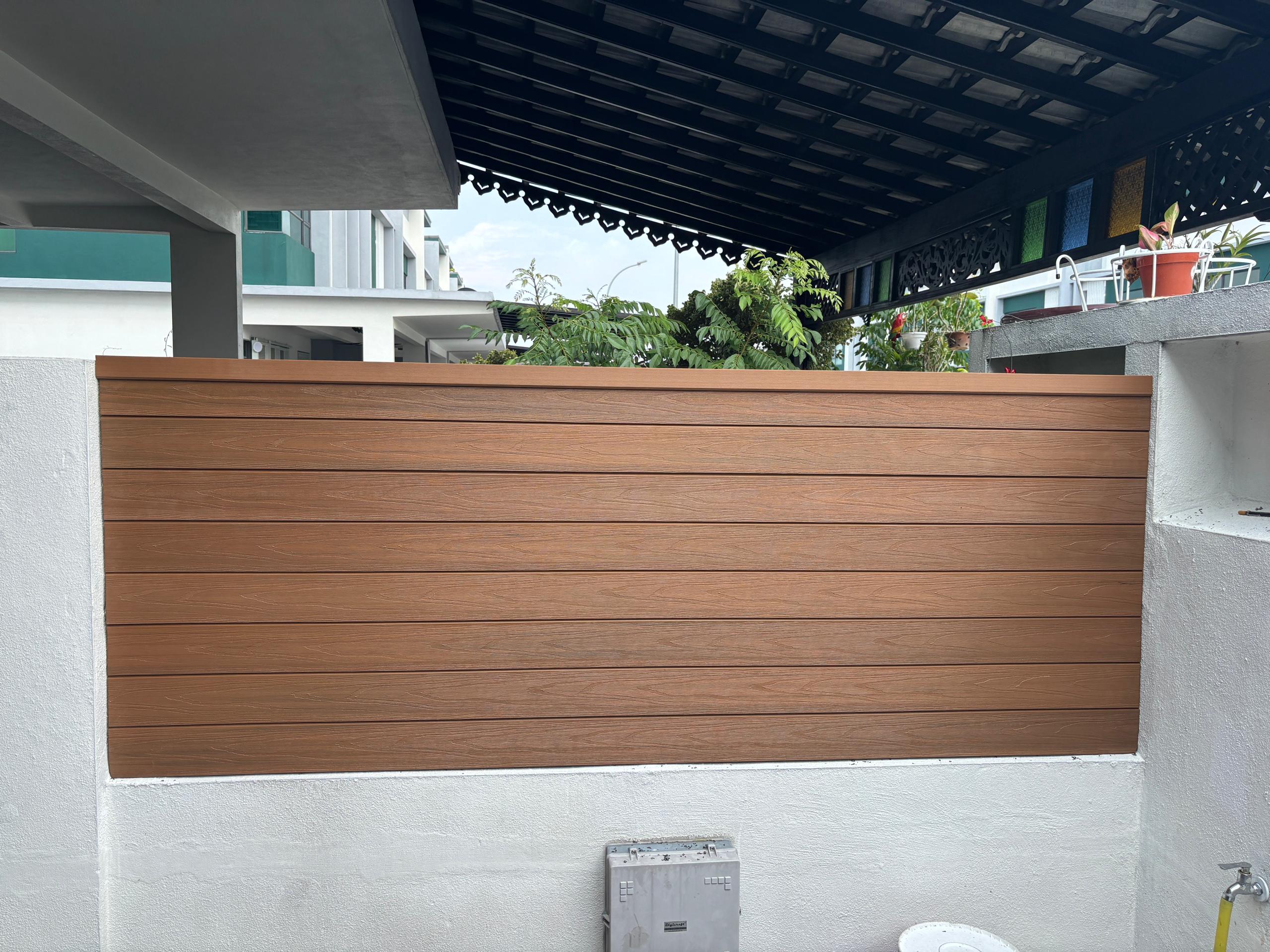 Premium Embossed Teak Fencing Cladding Installation at Shah Alam Link House, Selangor